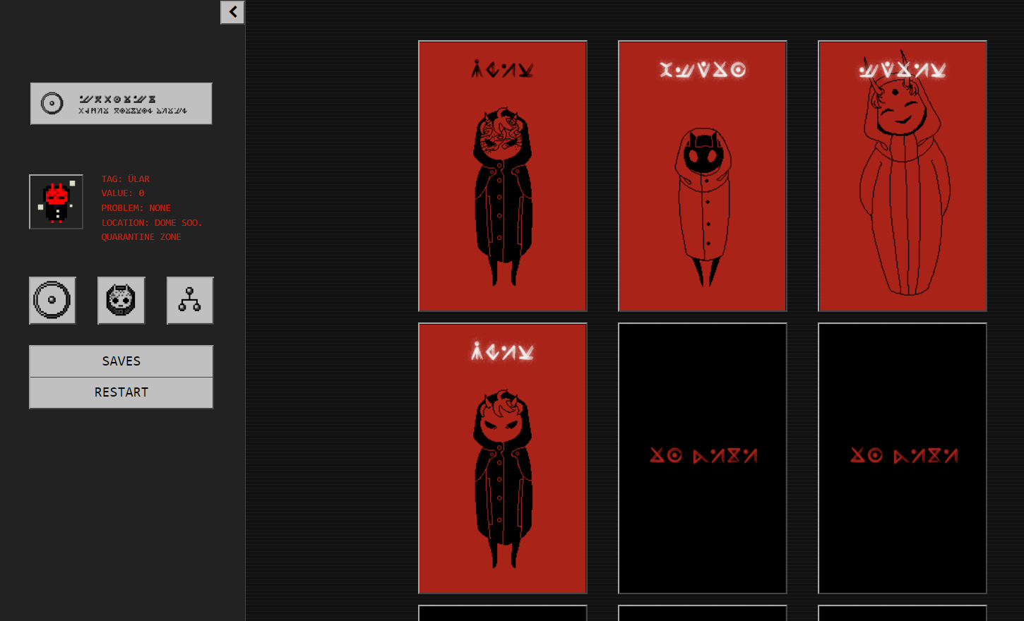 A screenshot from Mr. Rainer's Solve-It Service, which displays several "cards" depicting humanoid figures.